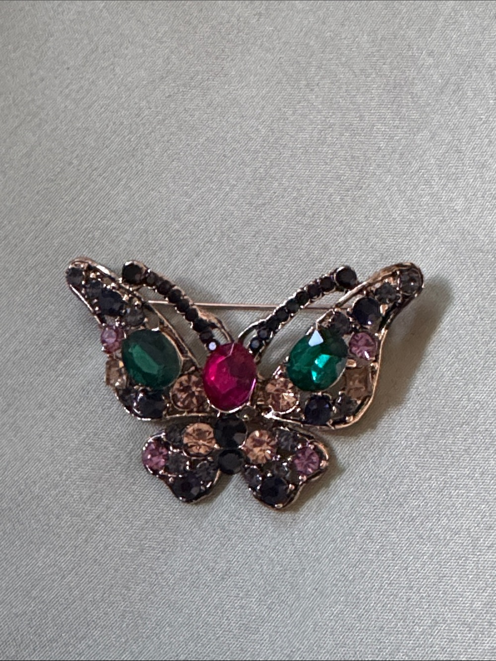Vintage Style Gold Tone Multicolor Rhinestone Butterfly Brooch Pin Statement Uns